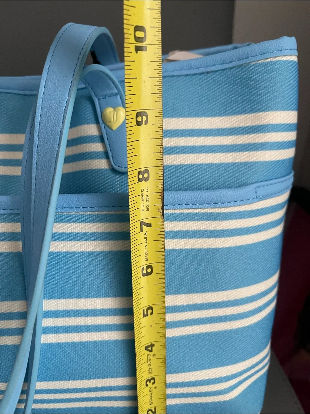 Juicy Couture Paradise Tote Blue White Lemon Striped Canvas